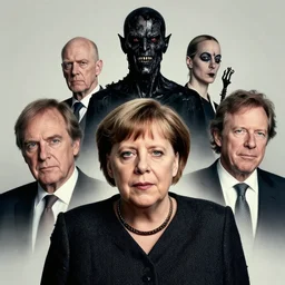 portrait angela merkel wearing evil black oily tar by hr giger, greg rutkowski, luis royo and wayne barlowe, 8 k