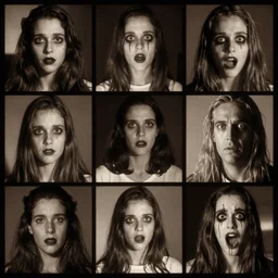 a whole sequence of a horror movie, sepia lighting, 8 mm cinematography, 4 k