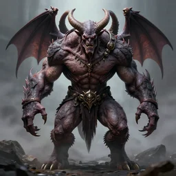 demon berserker, symmetrical, muscular body, demon, balrog, beksinski