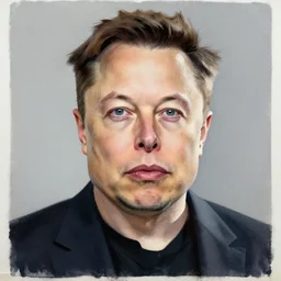 painting of Elon Musk with no Hair