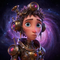 fractal cosmic steampunk portrait, pixar style, by tristan eaton stanley artgerm and tom bagshaw.