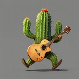 concept art of a dancing cactus witherspoon a guitar