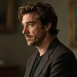 side view photograph of the artist picasso played by actor javier bardem, cinematic