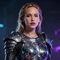 jennifer lawrence portrait, dystopia core, apocalyptic, armor, warrior, dramatic, sharp focus, fiction, neon, fantasy, hyper detailed, digital art, trending in artstation, cinematic lighting, studio quality, smooth render, unreal engine 5 rendered, octane rendered, art style and nixeu and wlop and krenz cushart