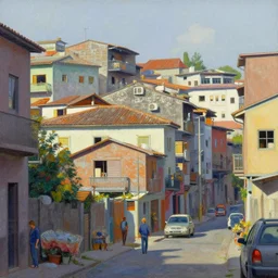 Mysteriuos Favela,  very coherent, painted by Edward Hopper, Wayne Barlowe, painted by James Gilleard, airbrush,  art by JamesJean