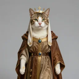 beautiful cat with a human face wearing high priestess druid clothes in the style of artemisia gentileschi, 8 k realistic, trending in artstation, digital painting, studio quality, cryengine, frostbite 3 engine, character design, smooth, sharp focus