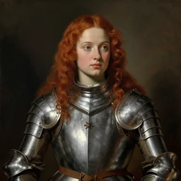 young redheaded saoirse ronan wearing maximilian armour, oil painting by titian, hard focus