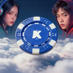 a centered close up of poker chip flying above the clouds by inio asano, beeple and james jean, aya takano color style, 4 k, super detailed, modern, 4 k, symmetrical