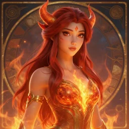 A portrait of the lovely fire princess, dungeons and dragons, blizzard entertainment, industrial light and magic, pixar, mucha