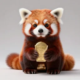 cute fluffy cross between red panda and sugar glider, studio lighting, award winning