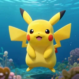 a photorealistic pikachu, underwater