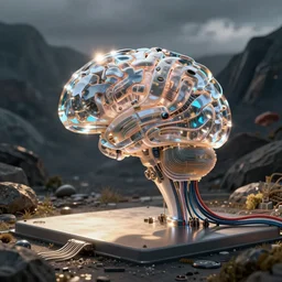 building a futuristic artificial Ai glass led brain wires and cables and circuitry natural lighting by Emmanuel Lubezki