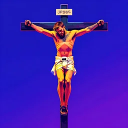 conor mcgregor is jesus, 1 0 s movie poster, minimalist, vibrant, cyberpunk crucifixion, digital art trending on art station