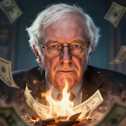 portrait of bernie sanders burning money, league of legends amazing splashscreen artwork, splash art, natural light, elegant, photorealistic facial features, intricate, fantasy, detailed face, atmospheric lighting, anamorphic lens flare, cinematic lighting, league of legends splash art, hd wallpaper, ultra high details by greg rutkowski
