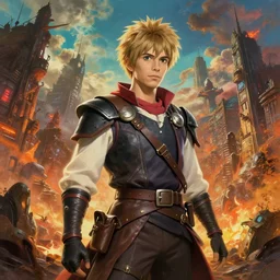 an epic fantasy comic book style portrait painting of a apocalyptic city, studio ghibli, unreal 5, daz, hyperrealistic, octane render, cosplay, rpg portrait, dynamic lighting, intricate detail, harvest fall vibrancy, cinematic