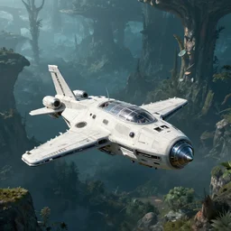 a spaceship on a strange alien planet with an alien forest in background, from a space themed point and click 2D graphic adventure game, made in 1999, high quality graphics