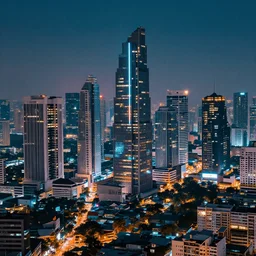 bangkok! skyline, cyberpunk!, digital art, 8 k