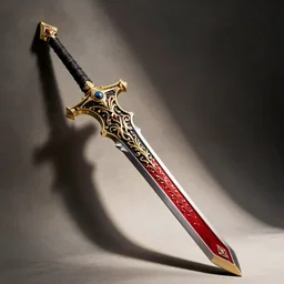 black red and gold baroque detailed filigree final fantasy gunblade warhammer concept art
