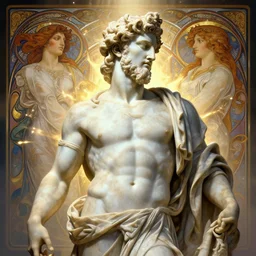 symmetry!! portrait of marble statue god zeus, mithology, intricate, highly detailed, dynamic lighting, digital art, digital painting, artstation, wlop, sharp focus, illustration, masterpiece, glowing lights, art by artgerm and greg rutkowski and alphonse mucha, 8 k