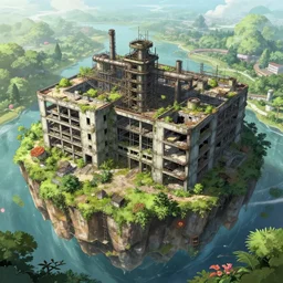 a beautiful ultradetailed anime illustration of abandoned building military building unfinished building architecture industrial architecture urbex city by pierre de meuron, magic realism flowers forest architecture island, archdaily, wallpaper, highly detailed, trending on artstation.