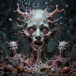 bekinkski dzo godmachine giger gurney rutowski bilibin shinkawa kago apophasis ghost horror art psychedelic schizophrenic scary creepy uncanny valley facial structure flowing melting viscera particles splattering splashing fractal prismatic maximalist hyperrealism psychedelic nonsensical warped visionary art style