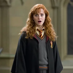 movie still of shocked surprised christina hendricks cosplaying as harry potter from the deathly hallows, directed by david yates