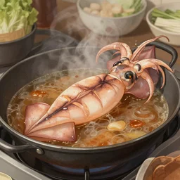 pichacu cooks a squid, photo, detailed, 4k, Art by Yongjae Choi