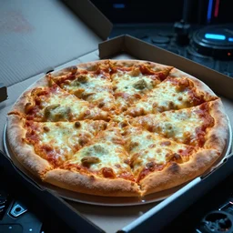stuffed crust pizza in cyberspace, in 1 9 8 5, y 2 k cybercore, industrial low - light photography, still from a ridley scott movie