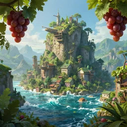 🌊 🍇🏘🌿, style artstation, style greg rutkowsk, octane render, unreal engine 6, epic game graphics, fantasy, ciberpunk, conceptual art, ray tracing