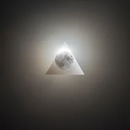 lunar eclipse, but the moon is a triangle, sun rays, fog, photorealistic, calm environment