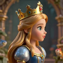 highly detailed closeup, profile portrait of a tin toy fairytale princess wearing a crown, unreal engine, nicoletta ceccoli, mark ryden, earl norem, lostfish, global illumination, detailed and intricate environment