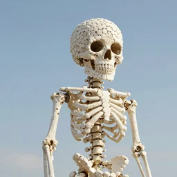 skeleton made of lsd pills, clear sky, scifi character portrait by greg rutkowski esuthio craig mullins