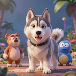 a puppy husky, houdini, sidefx, blender, unreal engine 5, octane rendered, cinematic, art style by pixar dreamworks disney