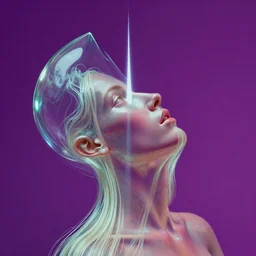 a post - minimalism portrait of a magical triangle glass expanded stretched long noodly head, extremely long forehead being sucked into single point in infinity, vibrant color scheme, highly detailed, in the style of romanticism, cinematic, artstation, moebius, greg rutkowski
