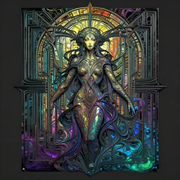 the dream of creation, metaphysical art, art deco, fluid art, alcohol ink, wet paint, fantasy, dark and thick lines, surrealism, zbrush, unreal engine, vibrant, detailed, by diego koi and ian hornak