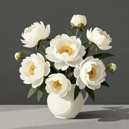 ui art of still life with white peonies and other flowers, clean vector art by lois van baarle, ilya kuvshinov, kilian eng,