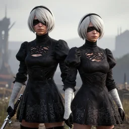 Film still of 2B Nier Automata from Red Dead Redemption 2 (2018 video game), artstation, artstationHD, artstationHQ