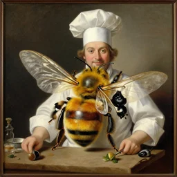 insect bee chef, detailed rococo painting