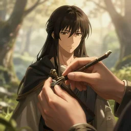 lain iwakura from serial experiments lain as medieval peasant in spring wonderful masterpiece highly detailed scifi, beautiful cinematic light deep focus, elegant, digital painting, smooth, sharp focus, golden ratio, dramatic illumination, ultra realistic, 4 k, art by greg rutkowski wlop rossdraws detailed hand and fingers