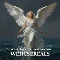 a ethereal angel deity raising from the sea, hyperrealistic concept art, fantasy illustration, detailed painting, and deep color