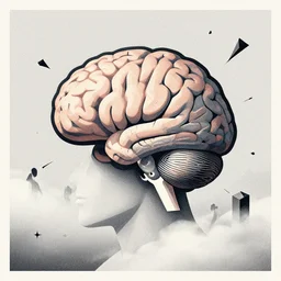 ( ( dither ) ), editorial illustration the human brain vs artifical intelligence, isometric, modern art deco, ( ( mads berg ) ), christopher balaskas, victo ngai, fine grain texture, dynamic composition, wide angle, matte print, karolis strautniekas, fog