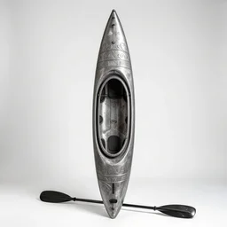 wrought iron kayak, studio product photography, isolated on a pure white background, centered, entire object in frame, sharp focus, soft studio lighting
