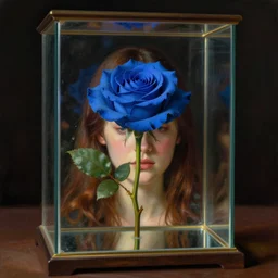 twin peaks poster art, portrait of the blue colored rose trapped in a glass box, by michael whelan, rossetti bouguereau, artgerm, retro, nostalgic, old fashioned