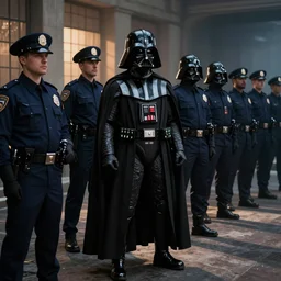 Darth Vader in a police lineup