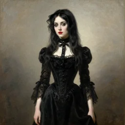 a 19th century painting of a goth girl, 1800s romantic painting
