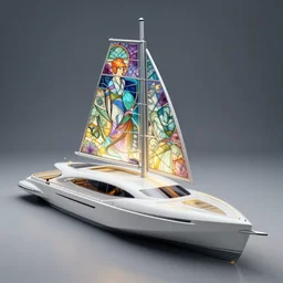 a futuristic sport yacht by alphonse mucha, zaha hadid, volumetric light, detailed, octane render, midsommar