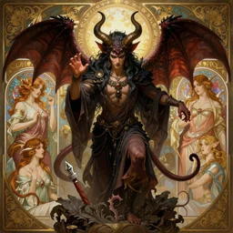solomonic magician summons a demon, epic scene, highly detailed, high quality, 8 k, 4 k, octane render, digital painting, alena aenami, lilia alvarado, shinji aramaki, karol bak, alphonse mucha, tom bagshaw