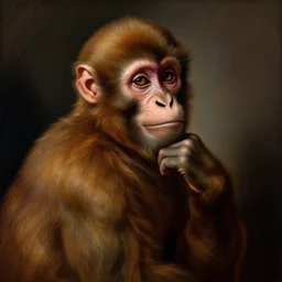 a philosopher monkey contemplating matters, portrait, by el greco