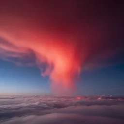 red sprites in the atmosphere, clouds below, photo
