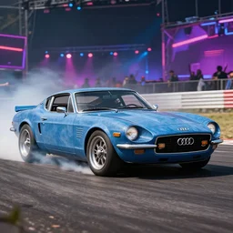 denim blue audi corvette b 2 ( 1 9 6 9 ) drifting, phonk music background
